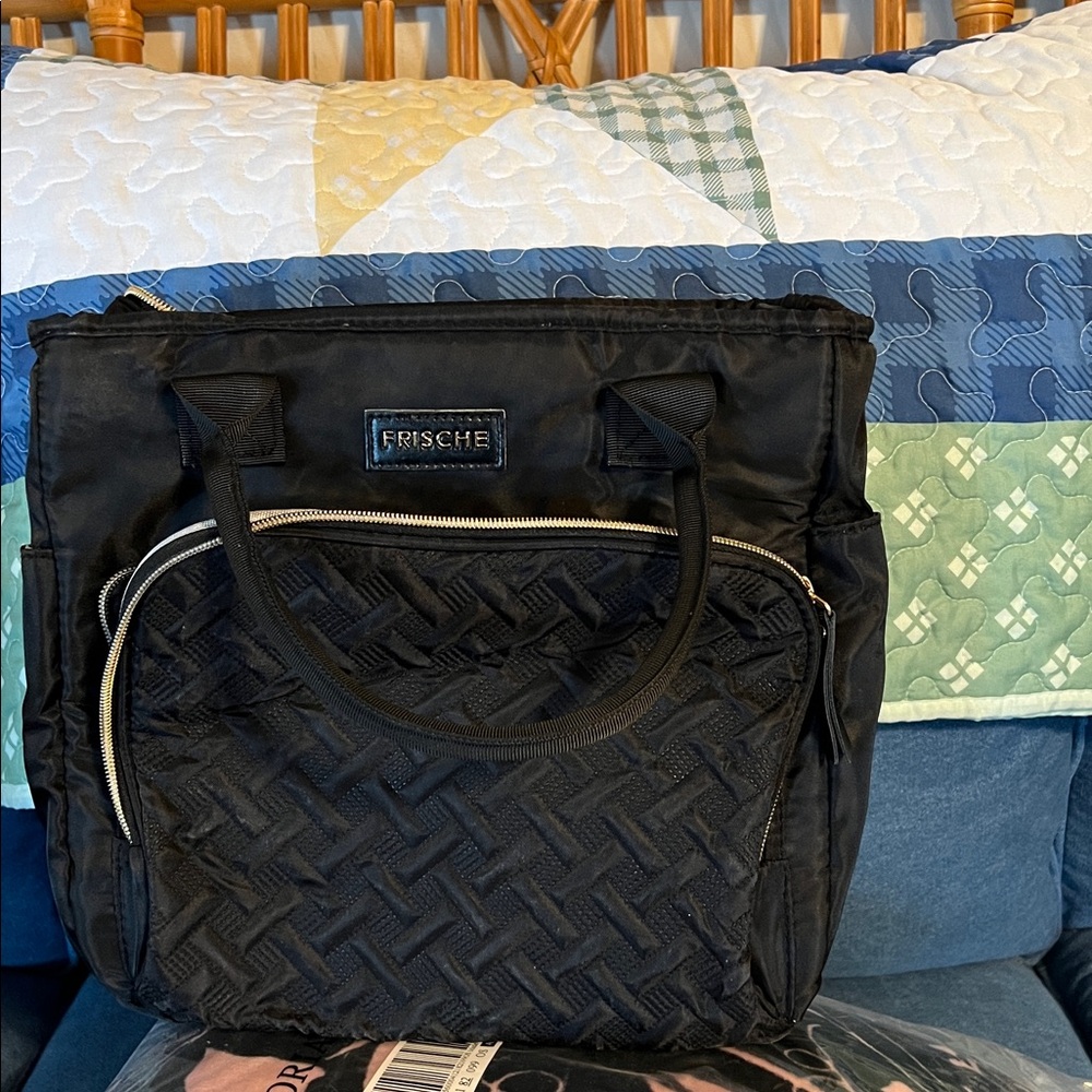 Black Insulated Bag with Silver Accents